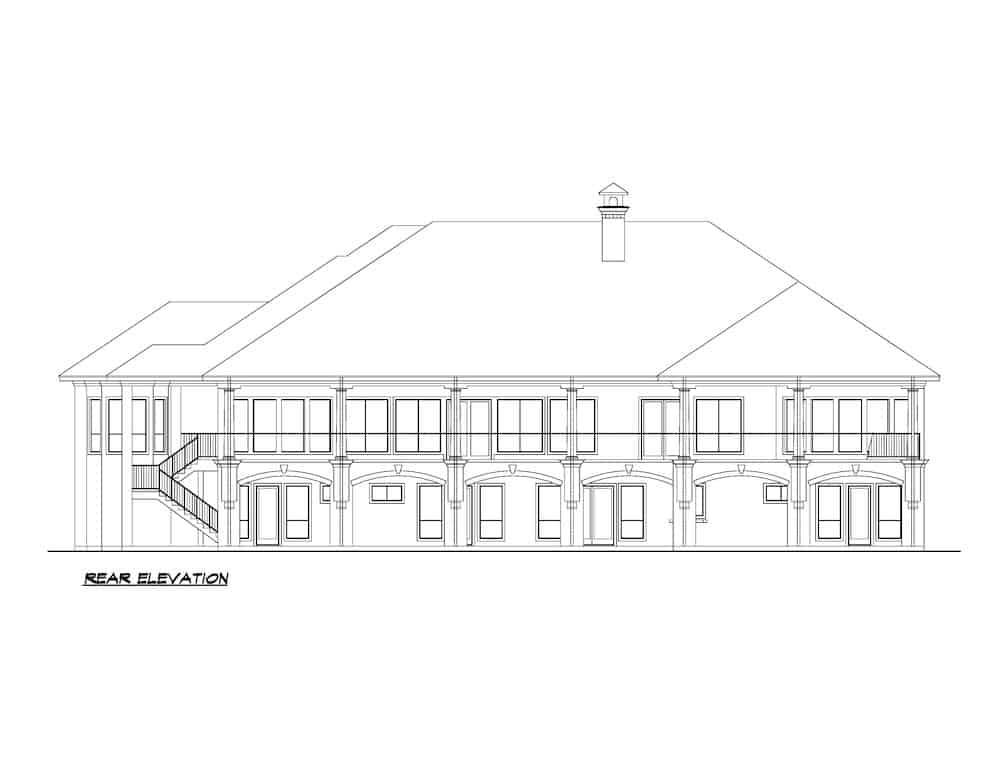 Home Plan Rear Elevation of this 5-Bedroom,7354 Sq Ft Plan -195-1277