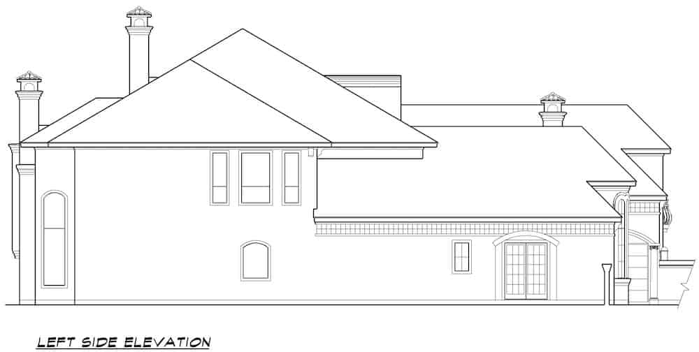 Home Plan Left Elevation of this 4-Bedroom,5956 Sq Ft Plan -195-1279