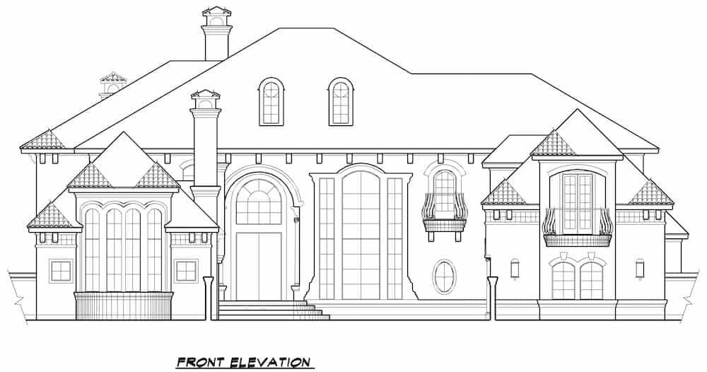 Home Plan Front Elevation of this 4-Bedroom,5956 Sq Ft Plan -195-1279
