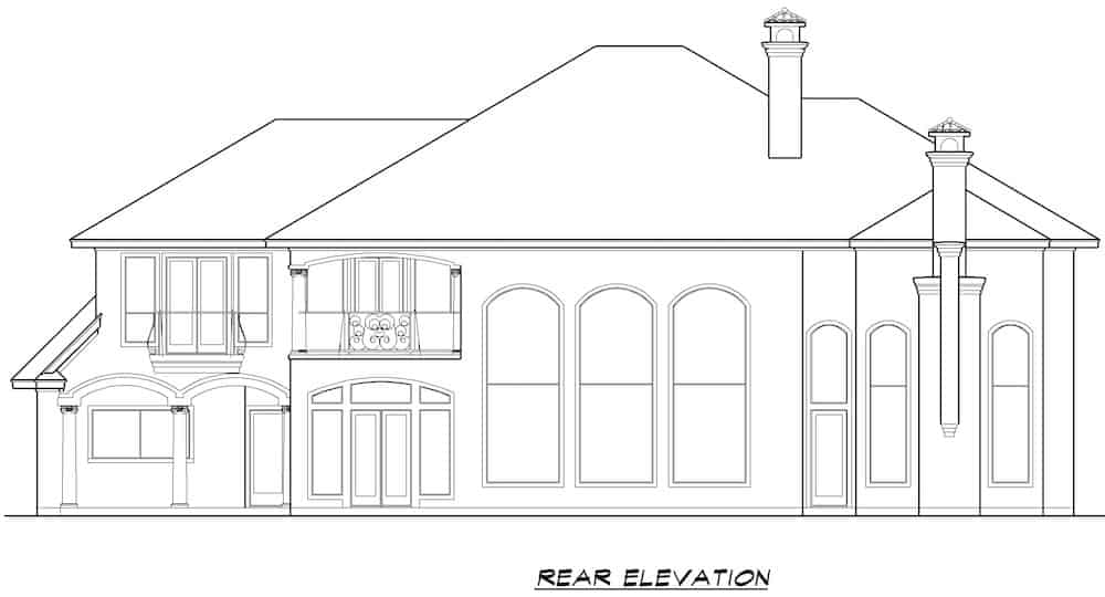 Home Plan Rear Elevation of this 4-Bedroom,5956 Sq Ft Plan -195-1279