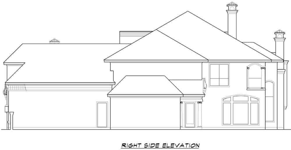 Home Plan Right Elevation of this 4-Bedroom,5956 Sq Ft Plan -195-1279