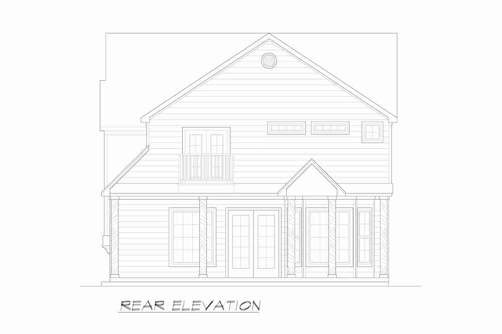 Home Plan Rear Elevation of this 3-Bedroom,2827 Sq Ft Plan -195-1280