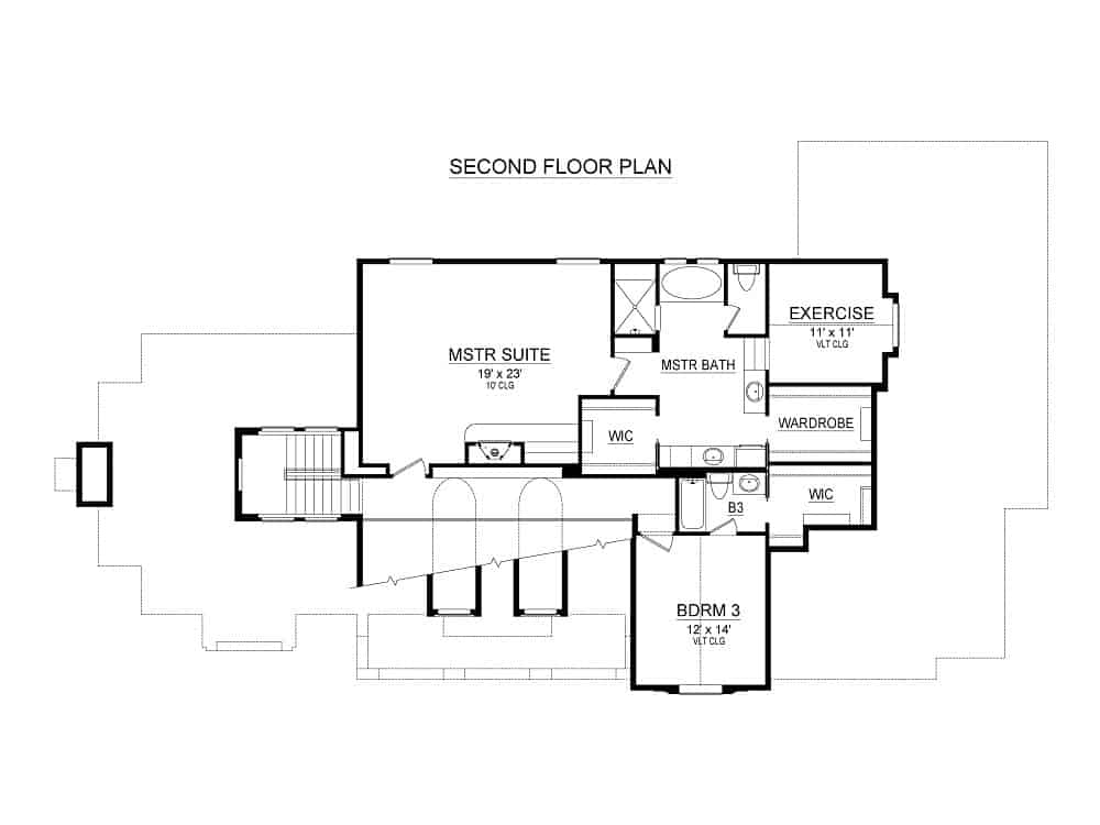 Floor Plan Upper Level of Mediterranean Plan #195-1281