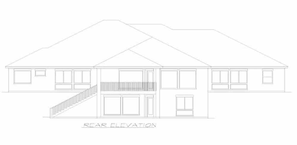 Home Plan Rear Elevation of this 4-Bedroom,4314 Sq Ft Plan -195-1283