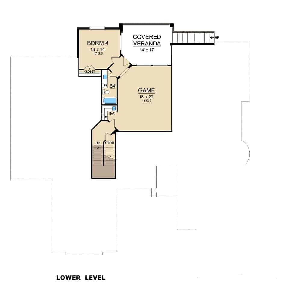 Floor Plan Basement of Rustic Plan #195-1283