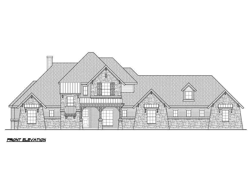 Home Plan Front Elevation of this 4-Bedroom,3164 Sq Ft Plan -195-1284