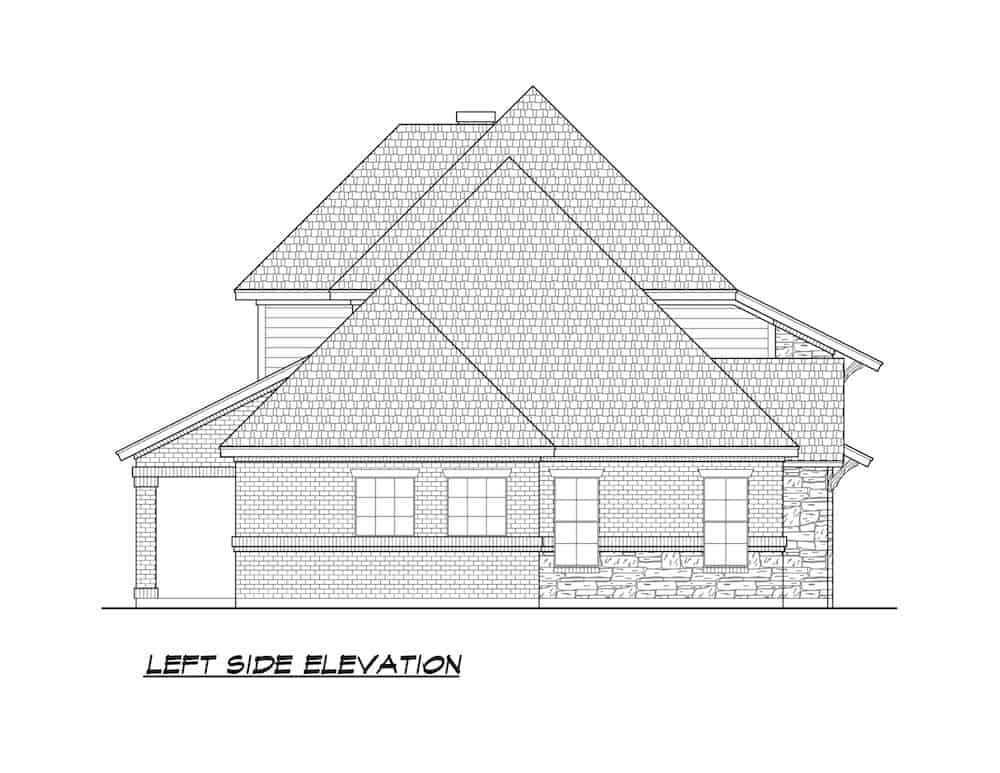 Home Plan Left Elevation of this 4-Bedroom,3164 Sq Ft Plan -195-1284