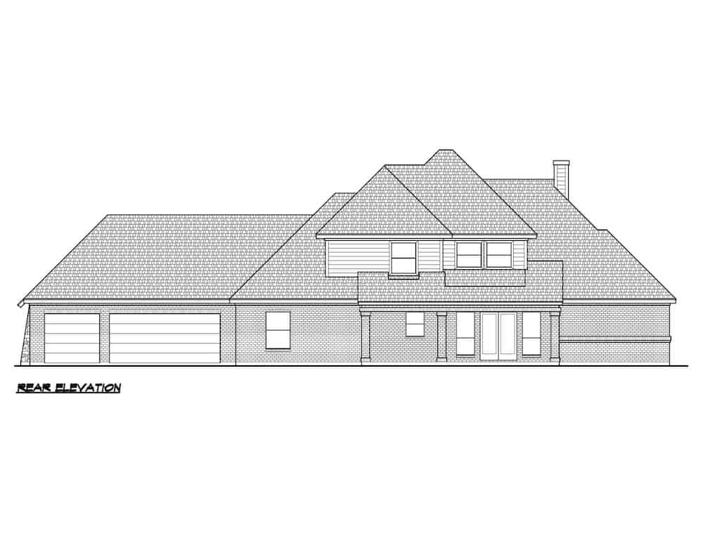 Home Plan Rear Elevation of this 4-Bedroom,3164 Sq Ft Plan -195-1284