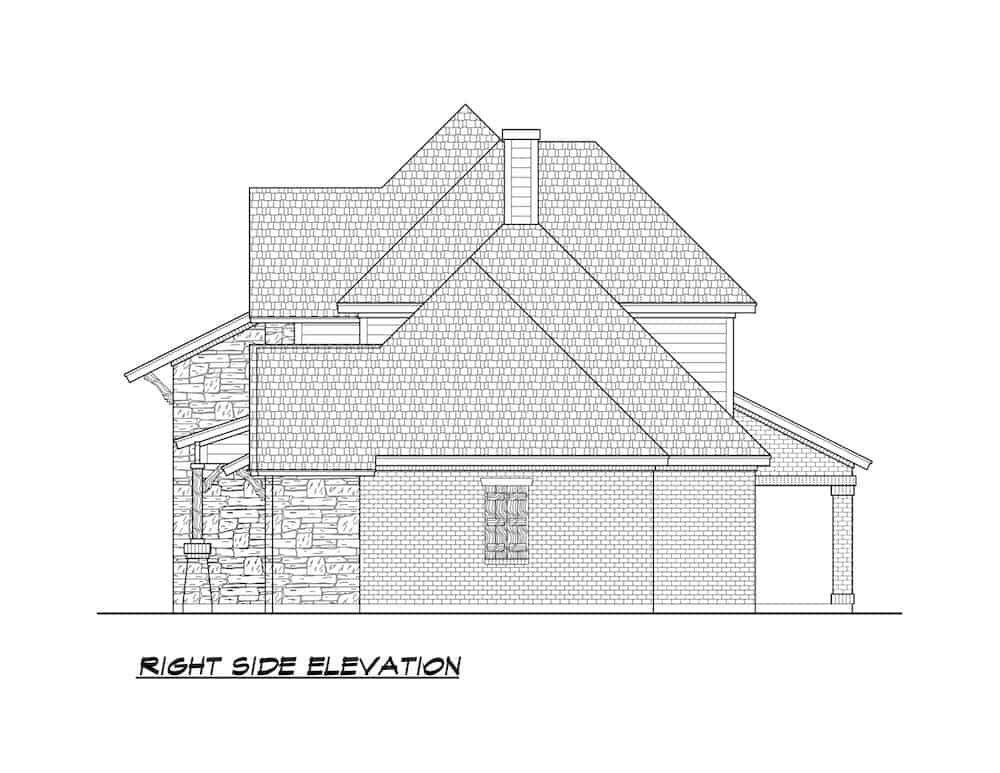 Home Plan Right Elevation of this 4-Bedroom,3164 Sq Ft Plan -195-1284