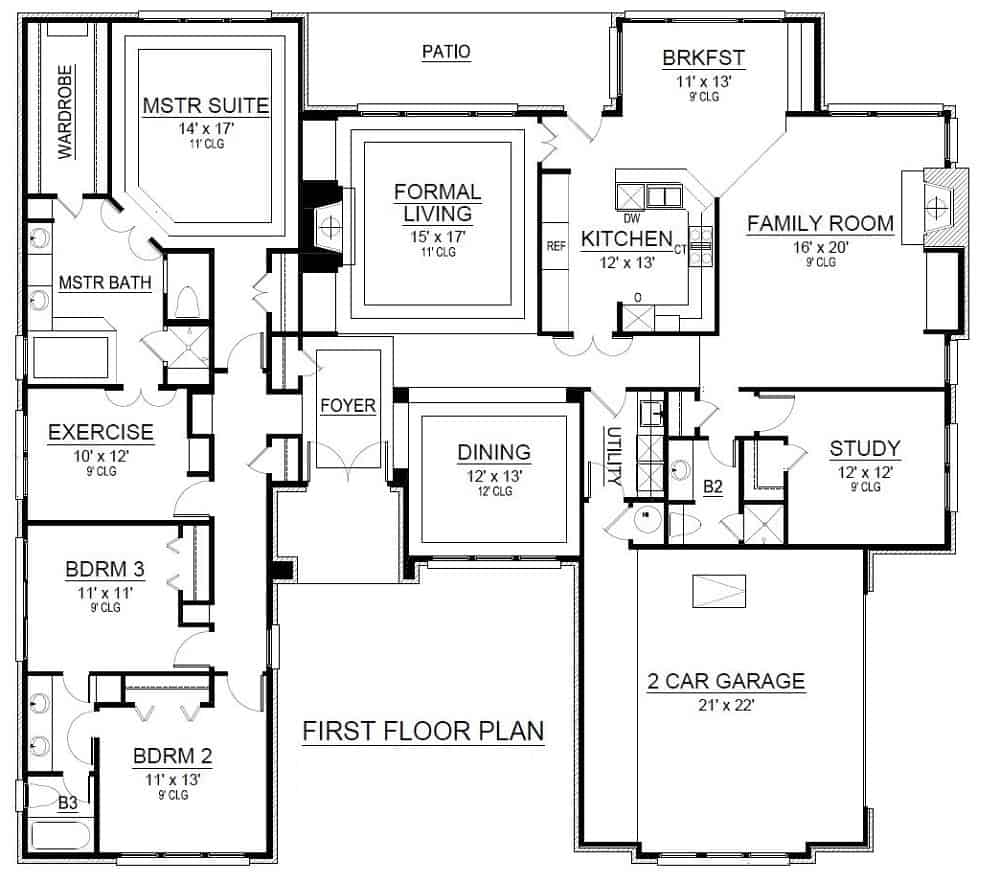 Main Level of Acadian Plan #195-1285