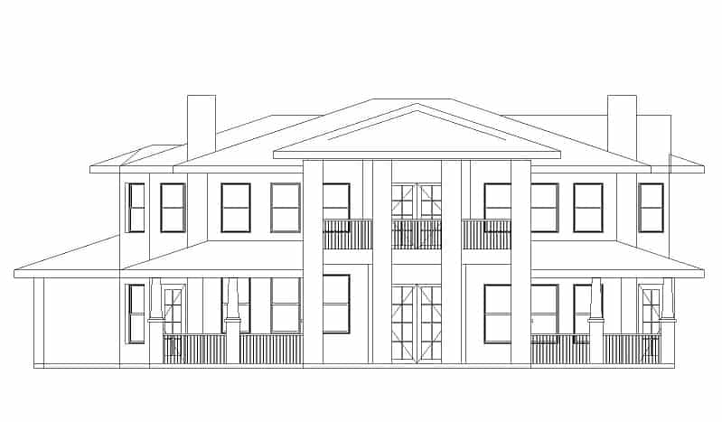 Home Plan Front Elevation of this 4-Bedroom,3309 Sq Ft Plan -195-1288