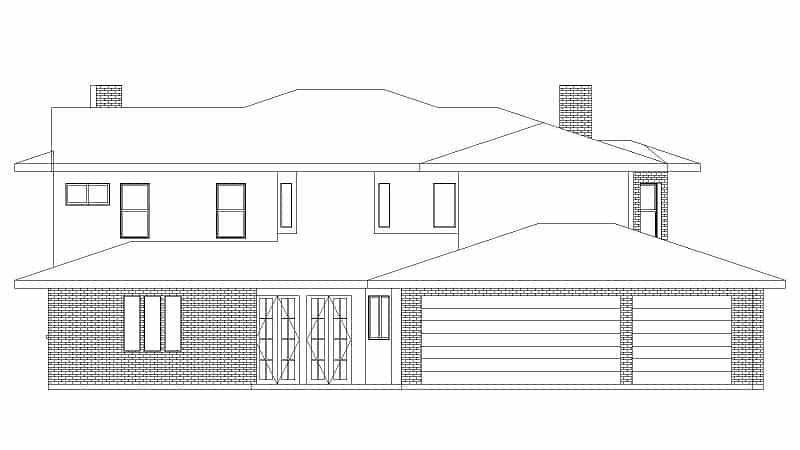 Home Plan Rear Elevation of this 4-Bedroom,3309 Sq Ft Plan -195-1288