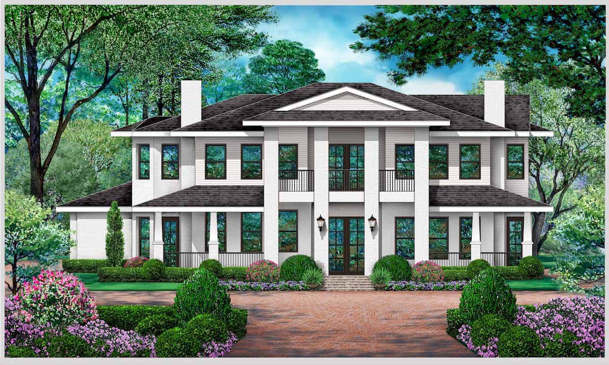 Front View of this 4-Bedroom, 3309 Sq Ft Plan - 195-1288