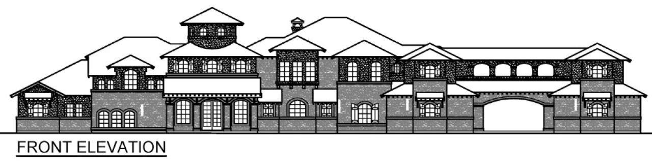 Home Plan Front Elevation of this 5-Bedroom,6989 Sq Ft Plan -195-1289