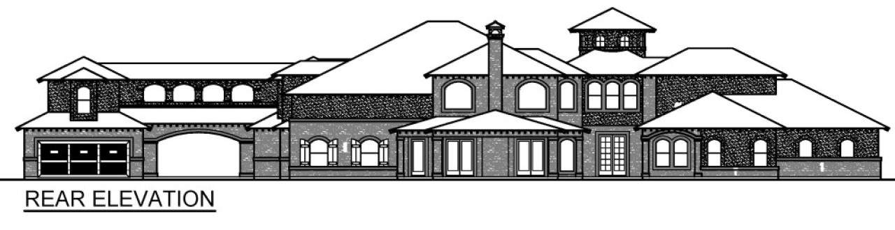 Home Plan Rear Elevation of this 5-Bedroom,6989 Sq Ft Plan -195-1289