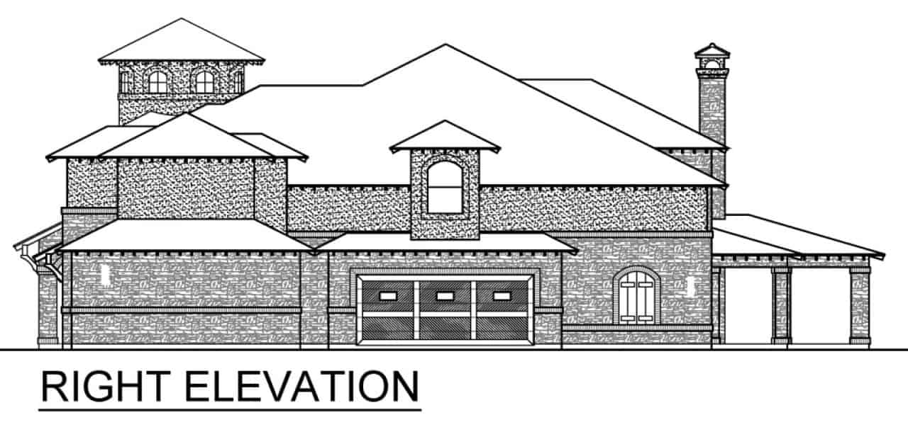 Home Plan Right Elevation of this 5-Bedroom,6989 Sq Ft Plan -195-1289