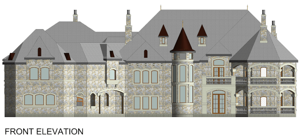 Home Plan Front Elevation of this 5-Bedroom,15658 Sq Ft Plan -195-1290