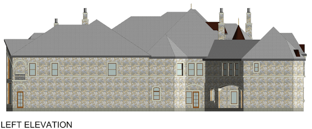 Home Plan Left Elevation of this 5-Bedroom,15658 Sq Ft Plan -195-1290