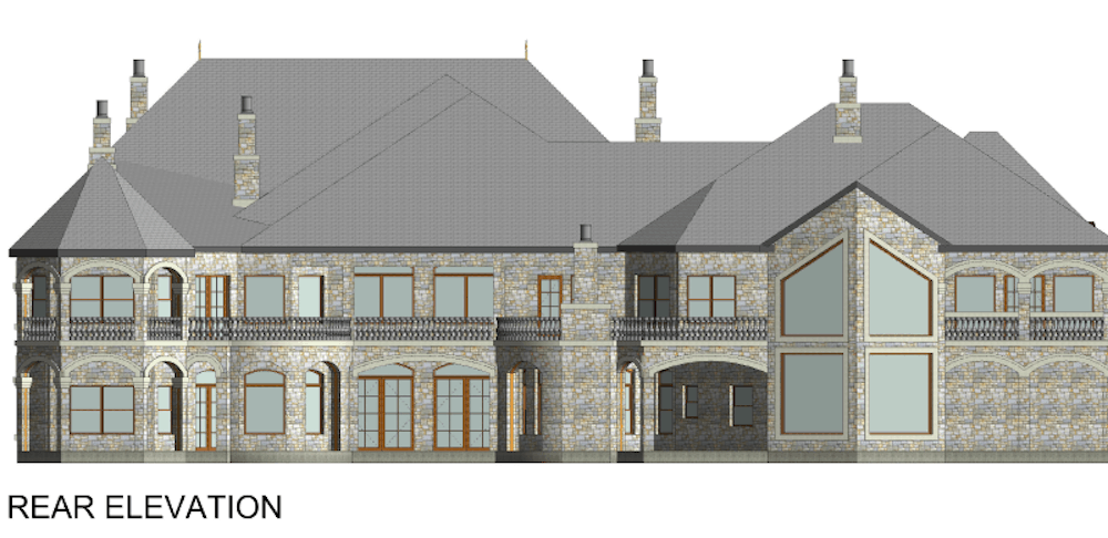 Home Plan Rear Elevation of this 5-Bedroom,15658 Sq Ft Plan -195-1290
