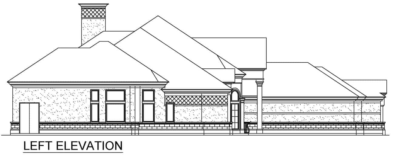 Home Plan Left Elevation of this 4-Bedroom,4687 Sq Ft Plan -195-1291