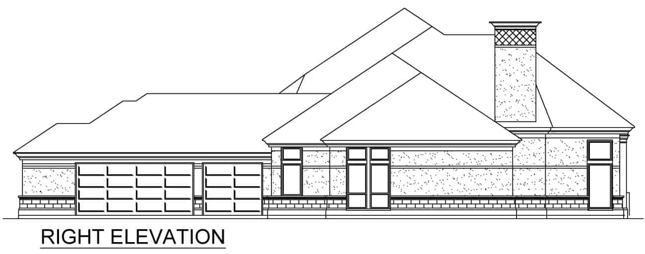 Home Plan Right Elevation of this 4-Bedroom,4687 Sq Ft Plan -195-1291