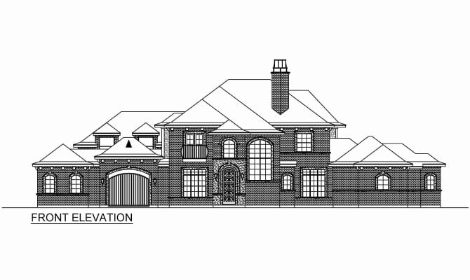 Home Plan Front Elevation of this 4-Bedroom,3937 Sq Ft Plan -195-1292