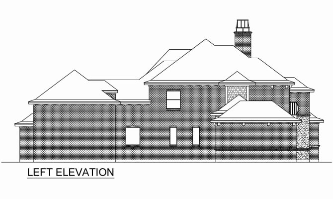 Home Plan Left Elevation of this 4-Bedroom,3937 Sq Ft Plan -195-1292