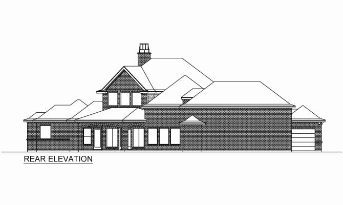 Home Plan Rear Elevation of this 4-Bedroom,3937 Sq Ft Plan -195-1292