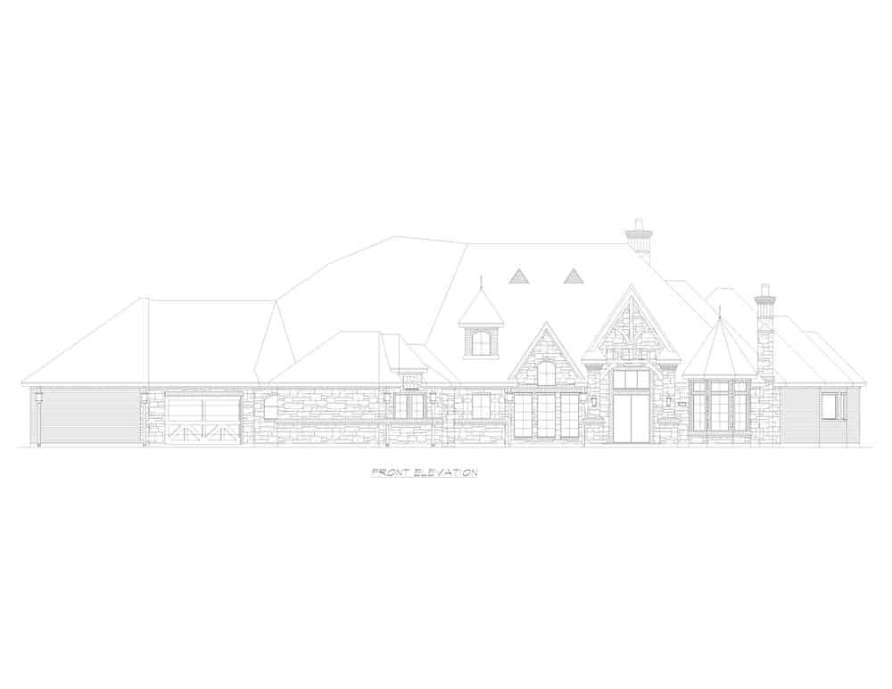 Home Plan Front Elevation of this 4-Bedroom,4957 Sq Ft Plan -195-1294