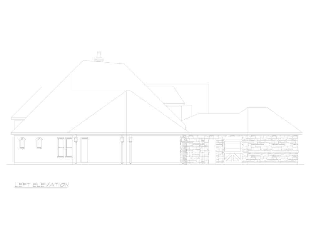 Home Plan Left Elevation of this 4-Bedroom,4957 Sq Ft Plan -195-1294