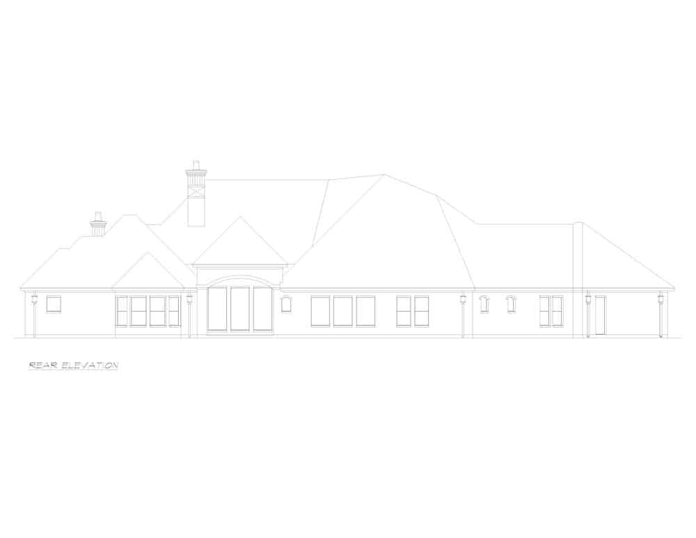 Home Plan Rear Elevation of this 4-Bedroom,4957 Sq Ft Plan -195-1294