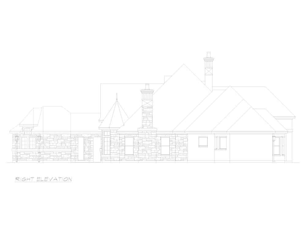 Home Plan Right Elevation of this 4-Bedroom,4957 Sq Ft Plan -195-1294