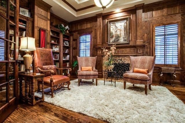 Home Office: Library of this 4-Bedroom,4957 Sq Ft Plan -195-1294