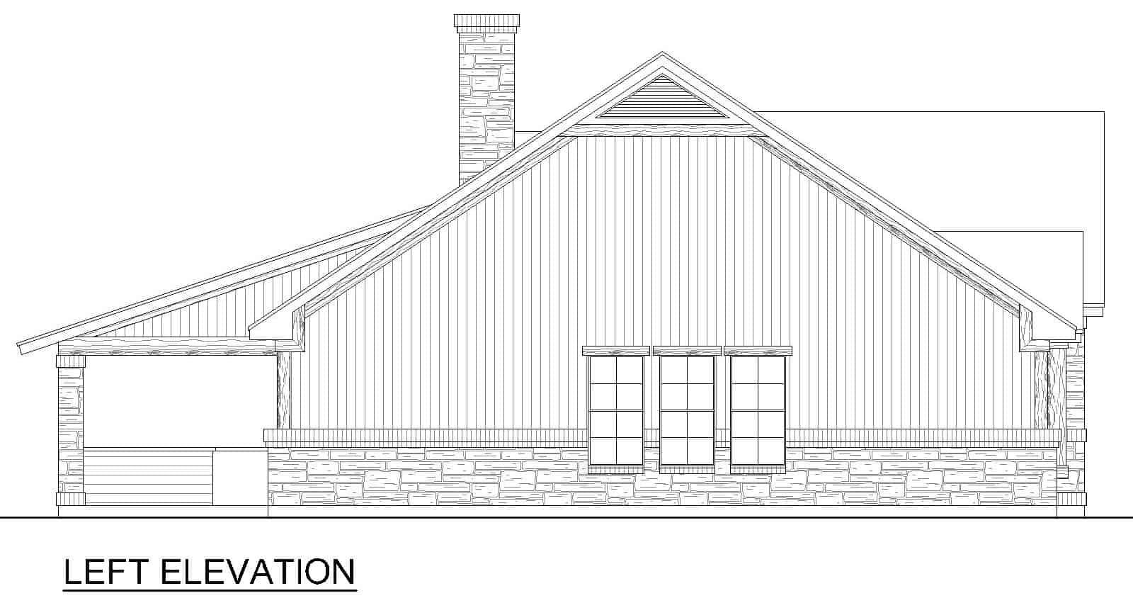 Home Plan Left Elevation of this 2-Bedroom,1974 Sq Ft Plan -195-1296