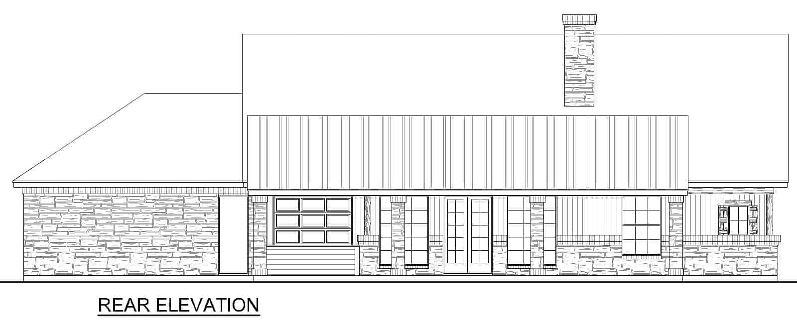 Home Plan Rear Elevation of this 2-Bedroom,1974 Sq Ft Plan -195-1296