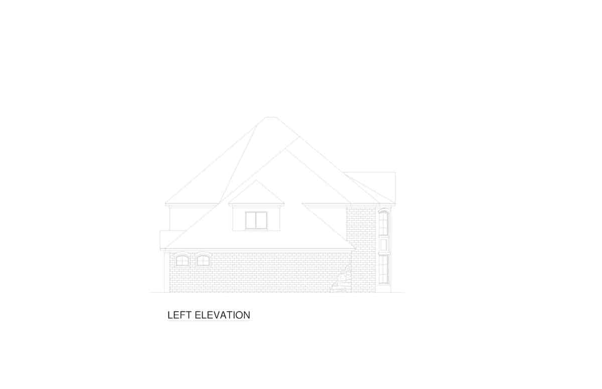 Home Plan Left Elevation of this 4-Bedroom,4298 Sq Ft Plan -195-1297