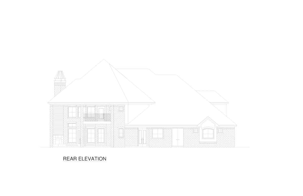 Home Plan Rear Elevation of this 4-Bedroom,4298 Sq Ft Plan -195-1297