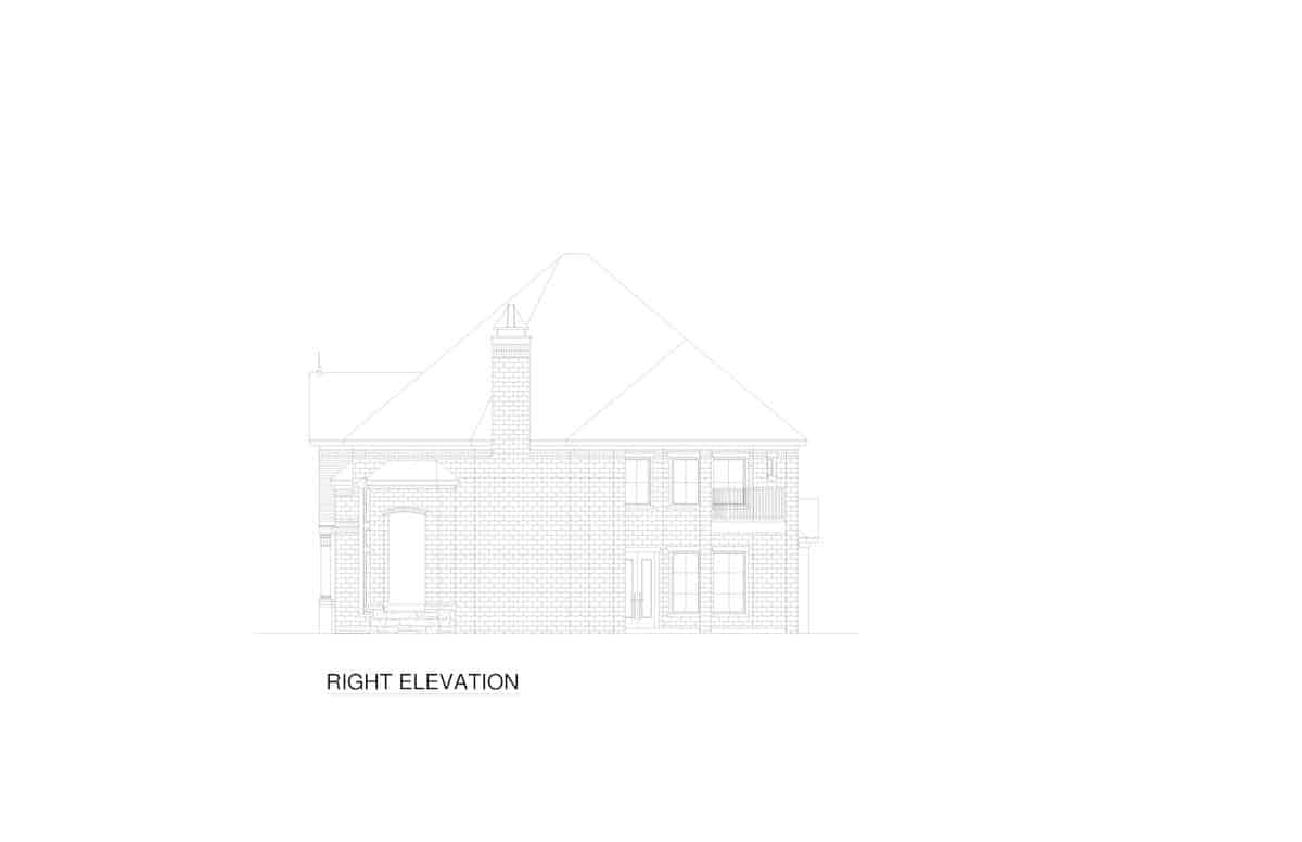 Home Plan Right Elevation of this 4-Bedroom,4298 Sq Ft Plan -195-1297