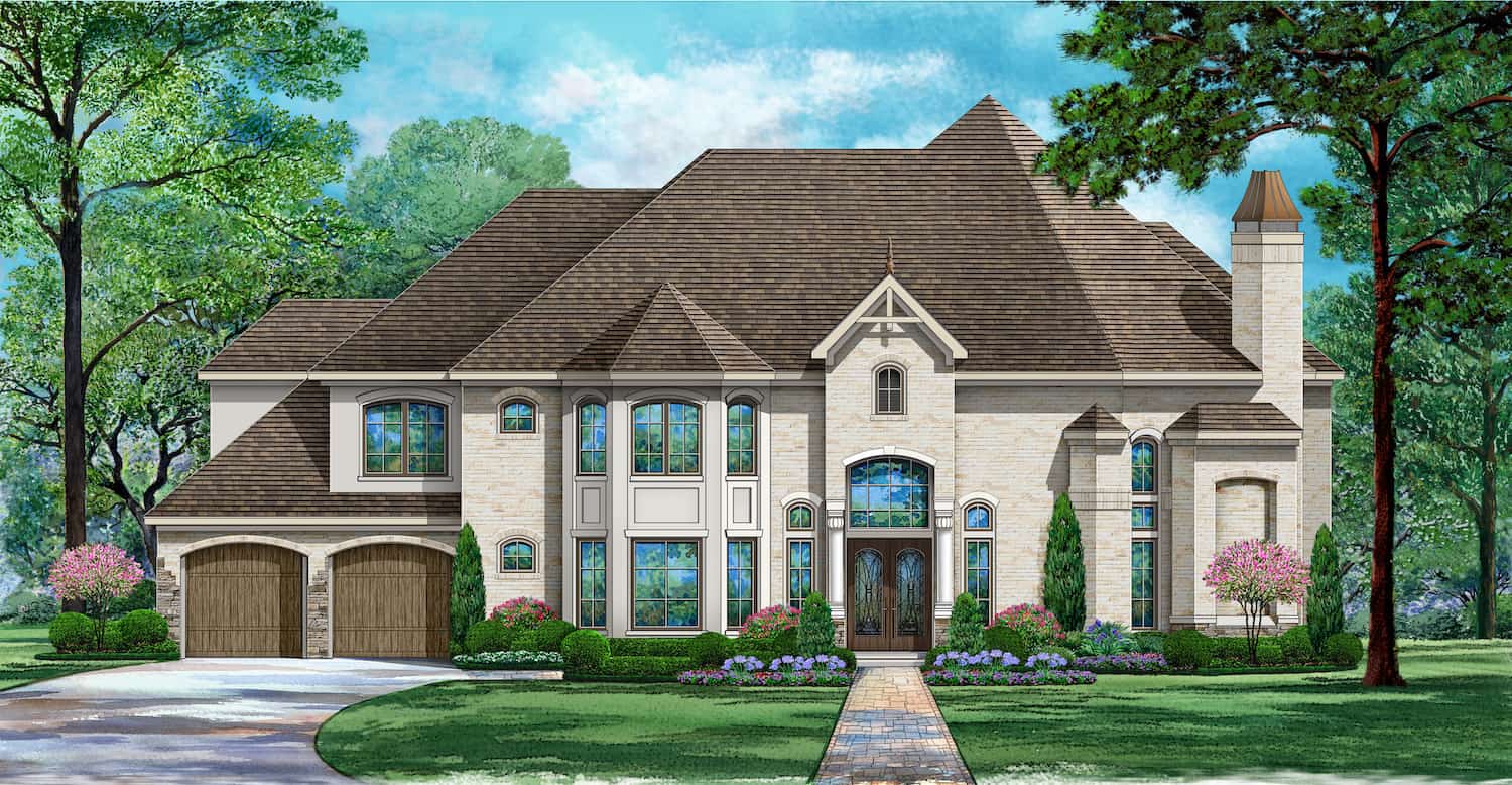 Luxury European style house design (ThePlanCollection: Plan #195-1297)