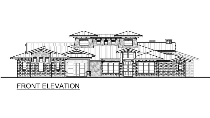 Home Plan Front Elevation of this 4-Bedroom,6083 Sq Ft Plan -195-1298