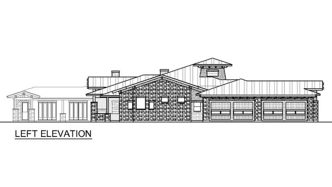 Home Plan Left Elevation of this 4-Bedroom,6083 Sq Ft Plan -195-1298