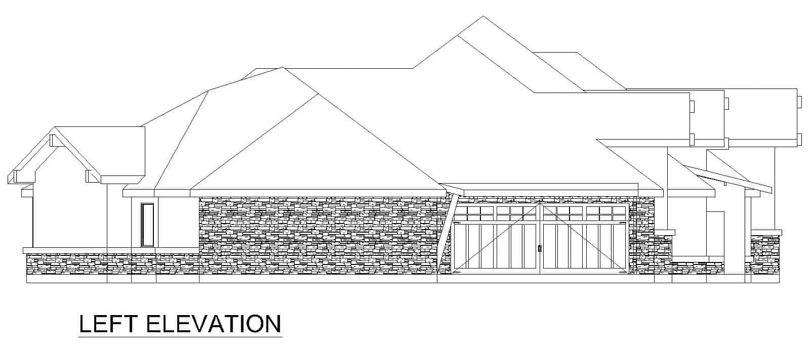 Home Plan Left Elevation of this 3-Bedroom,4440 Sq Ft Plan -195-1299