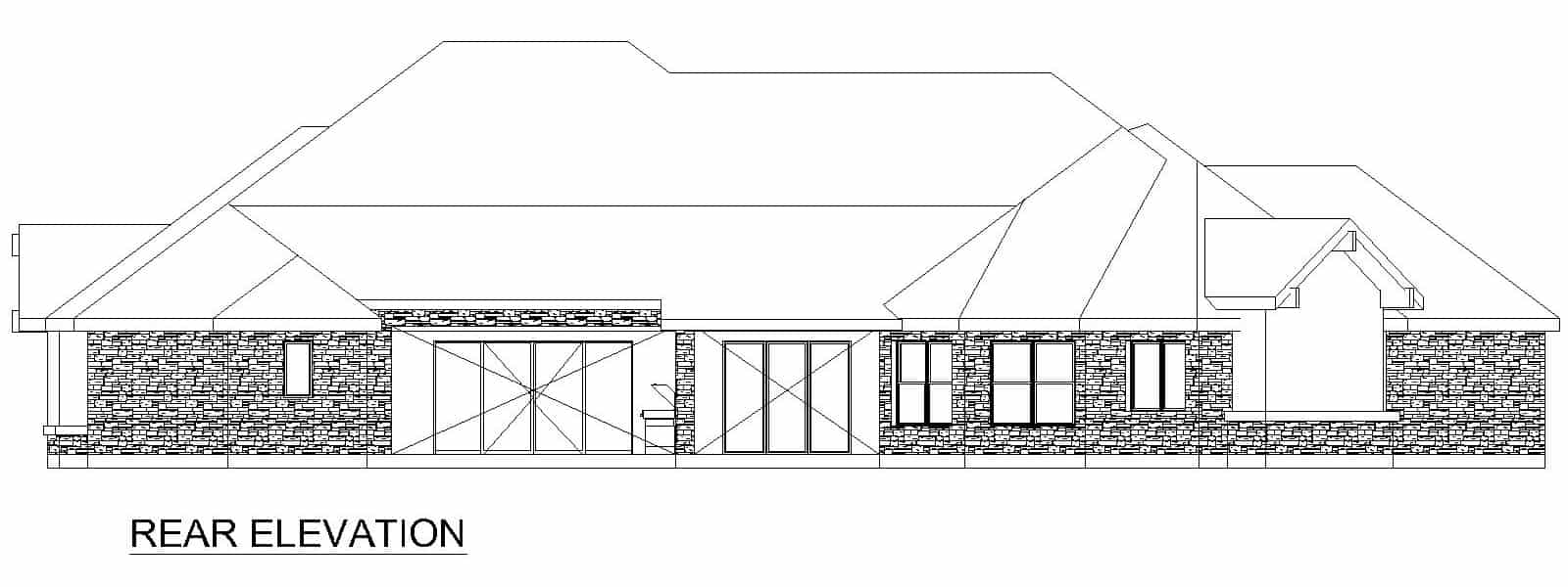 Home Plan Rear Elevation of this 3-Bedroom,4440 Sq Ft Plan -195-1299