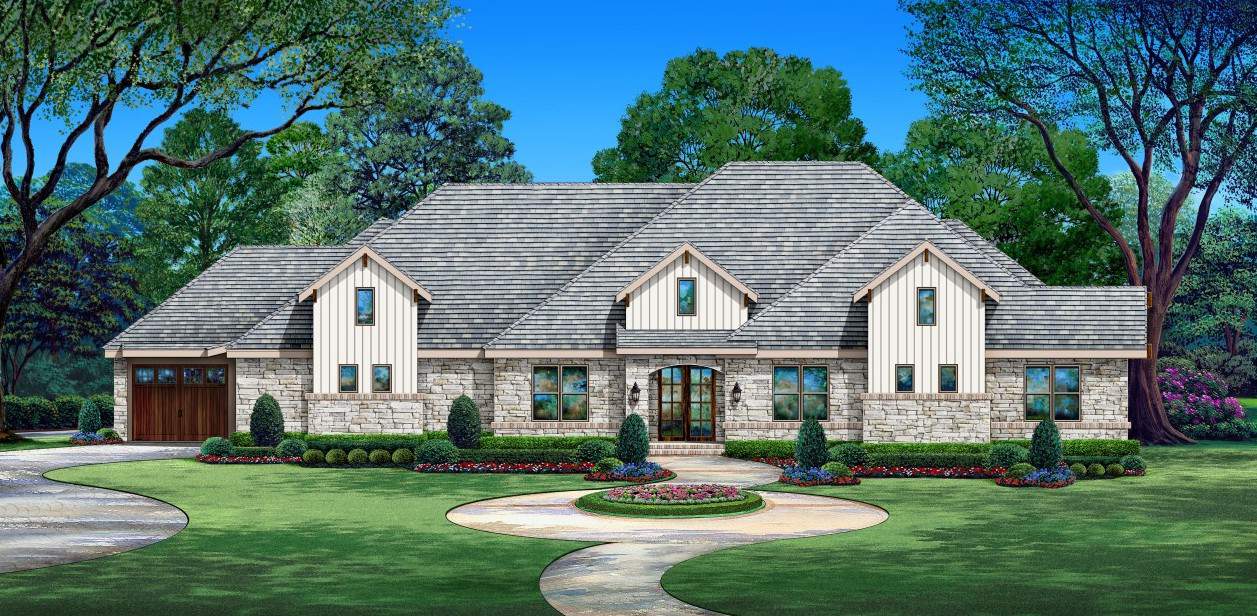 European style Ranch house design (ThePlanCollection: Plan #195-1299)