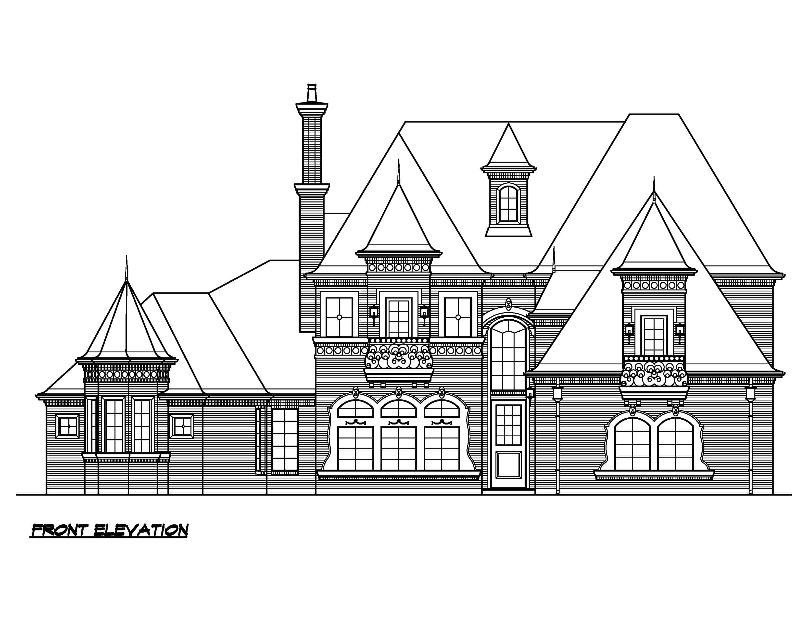 Home Plan Front Elevation of this 4-Bedroom,6349 Sq Ft Plan -195-1300