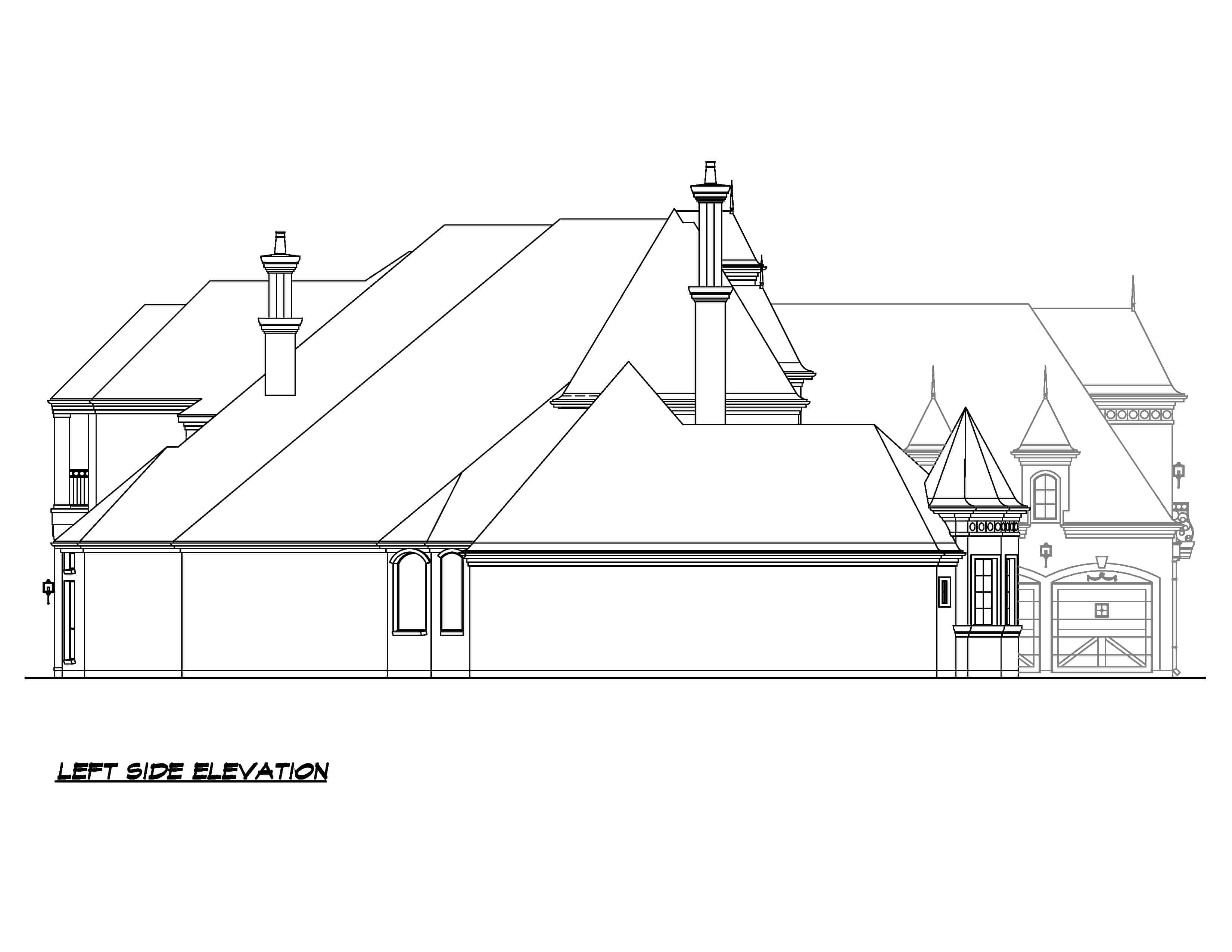Home Plan Left Elevation of this 4-Bedroom,6349 Sq Ft Plan -195-1300