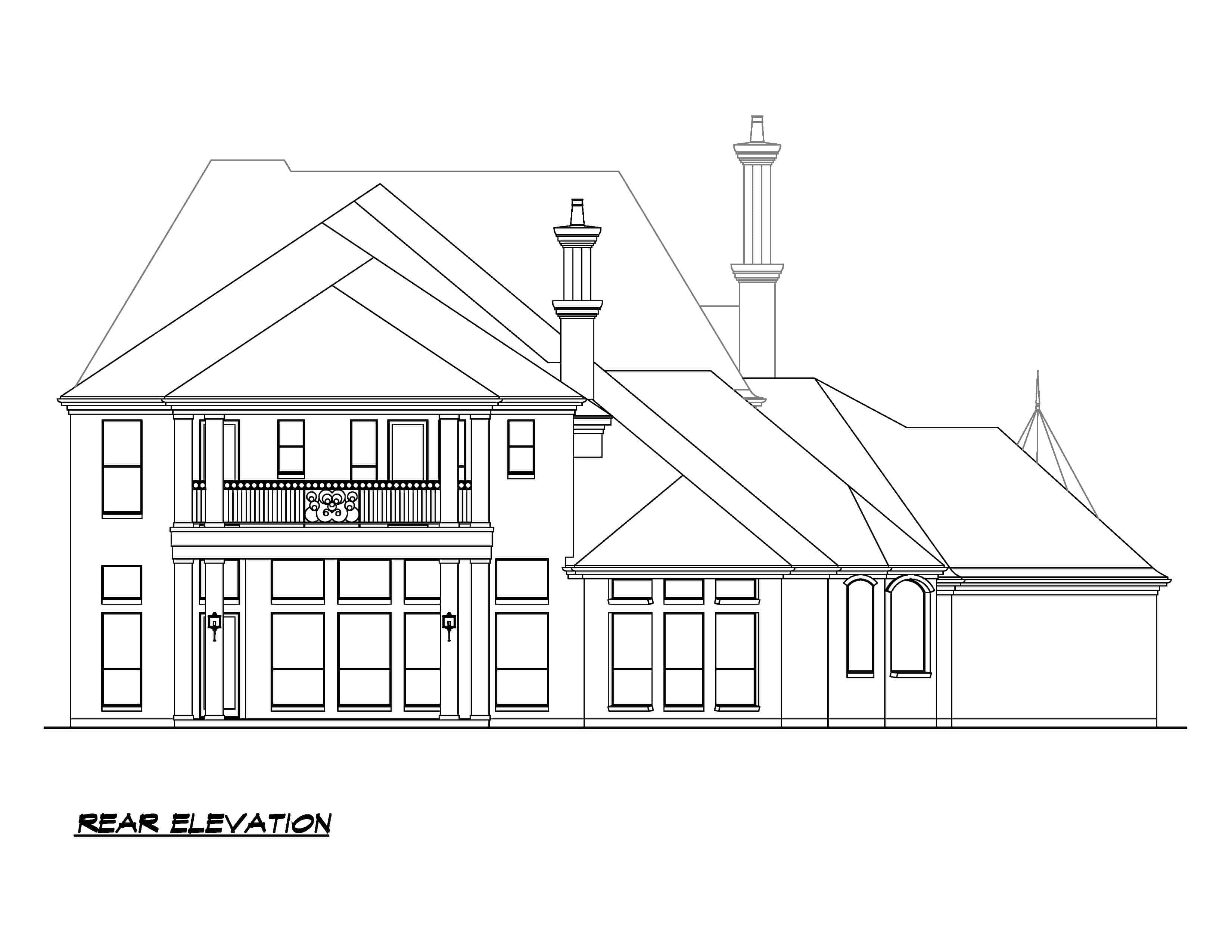 Home Plan Rear Elevation of this 4-Bedroom,6349 Sq Ft Plan -195-1300