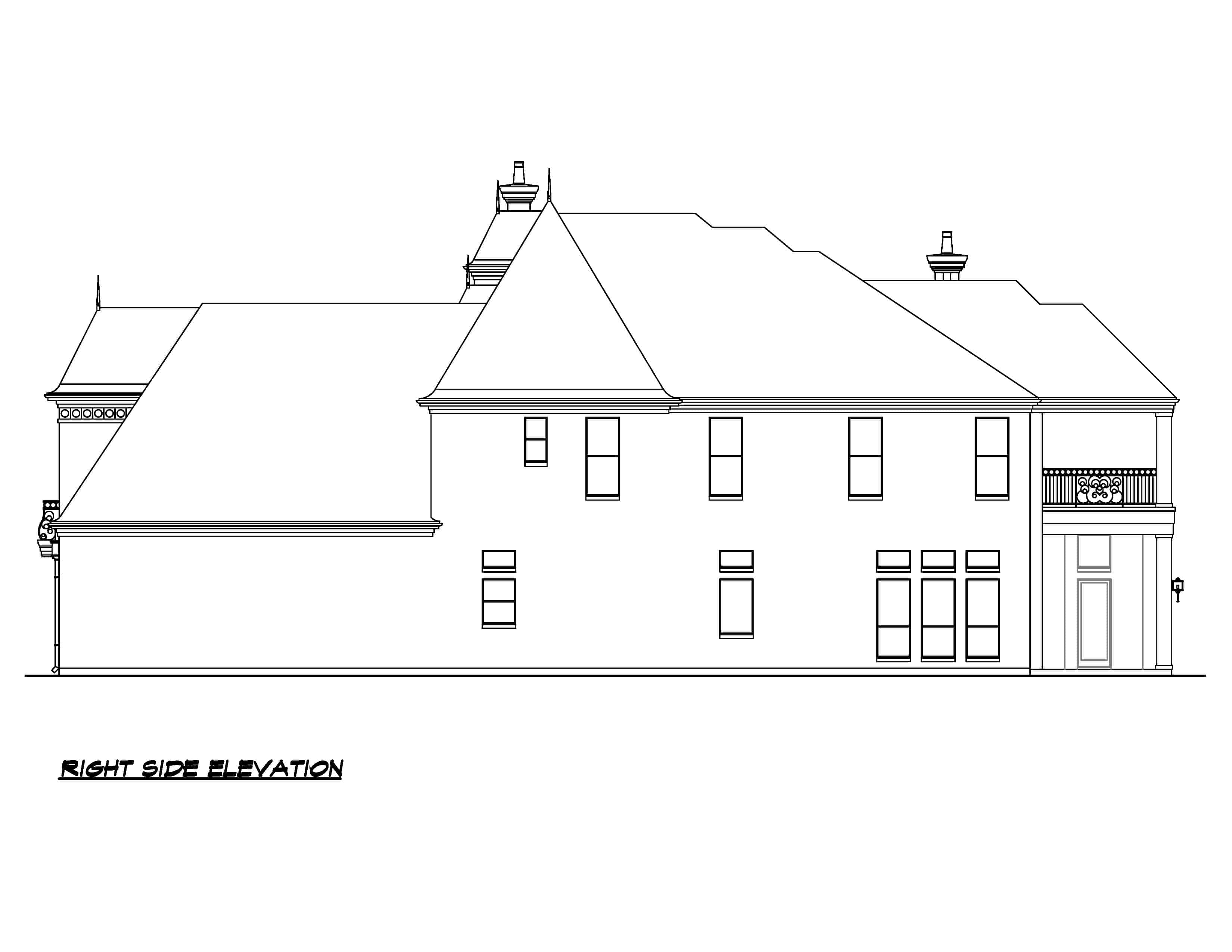 Home Plan Right Elevation of this 4-Bedroom,6349 Sq Ft Plan -195-1300