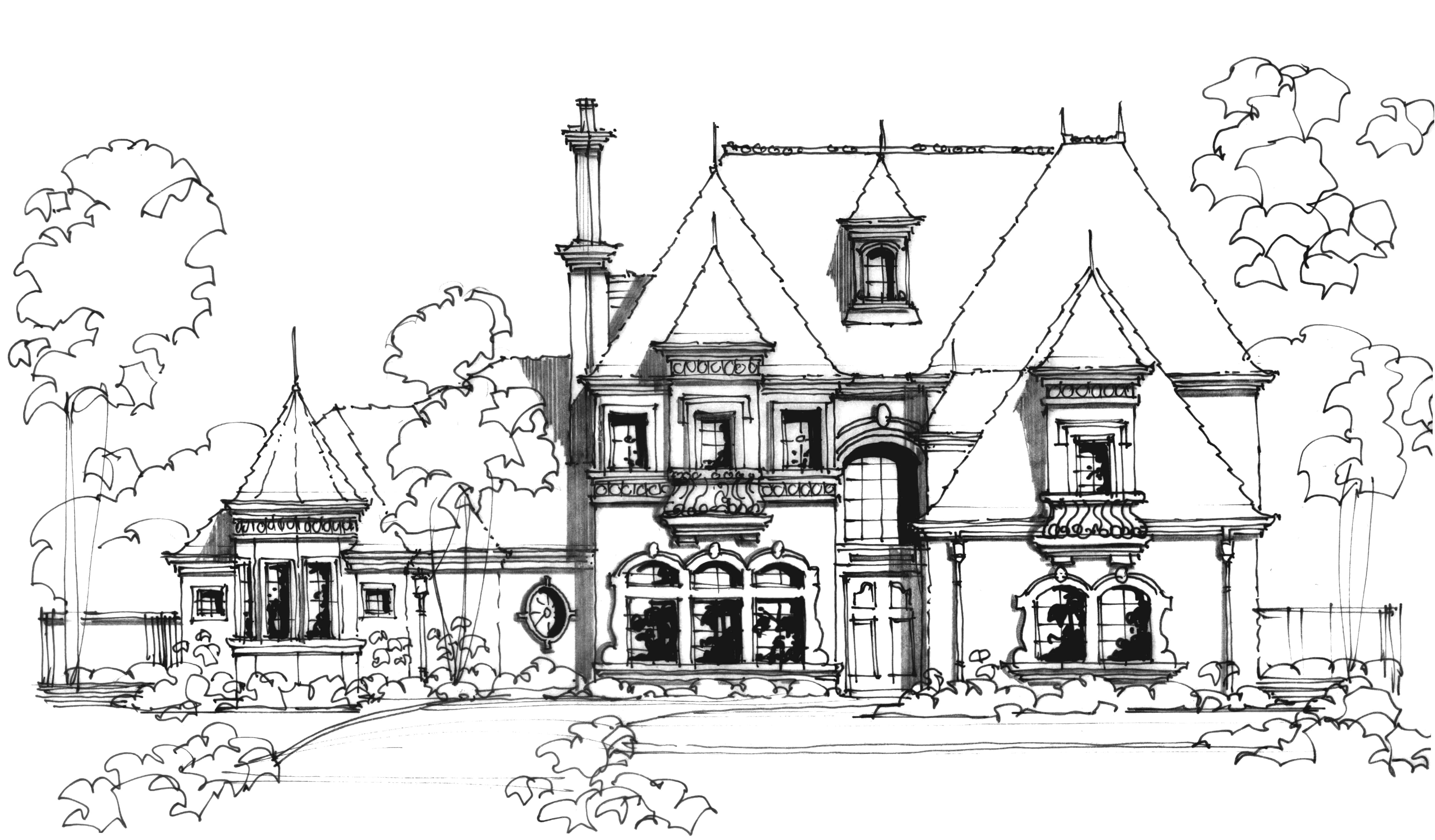 Front View of this 4-Bedroom, 6349 Sq Ft Plan - 195-1300