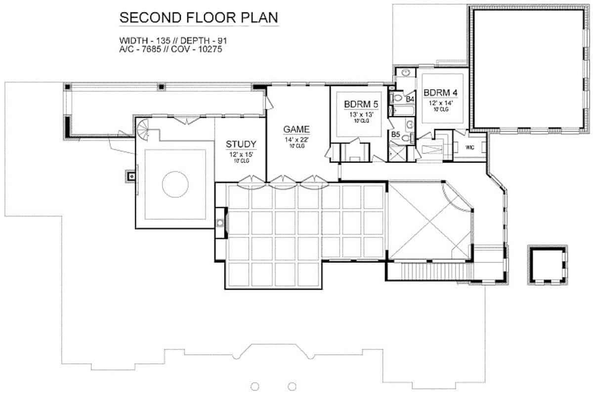 Upper Level of Acadian Plan #195-1301